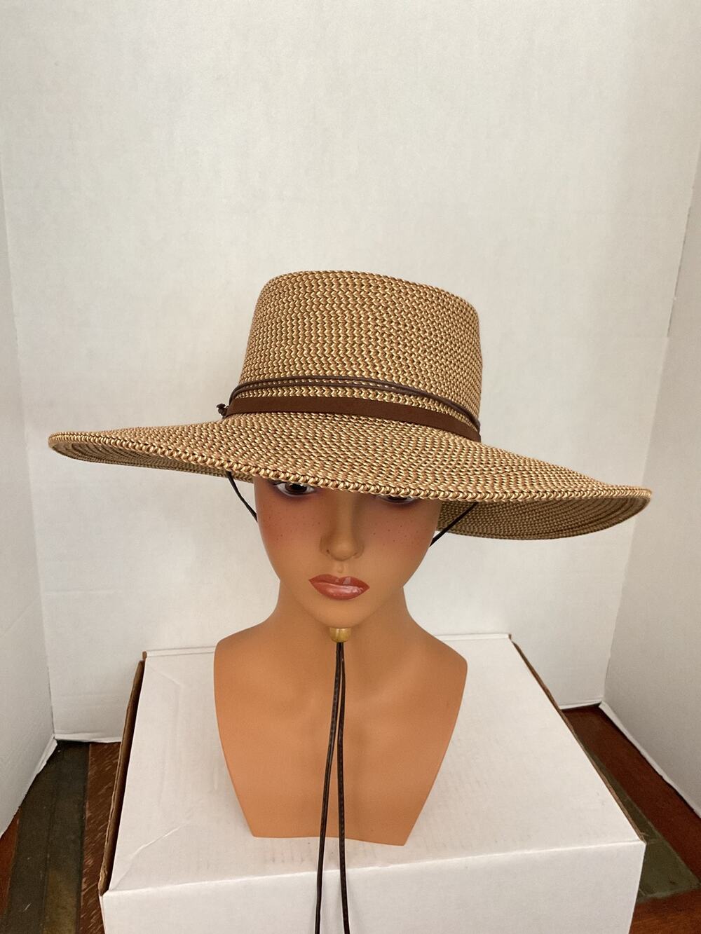 Scala - Hand Made - Paper and Polyester Woven Boater Hat - Natural - One Size